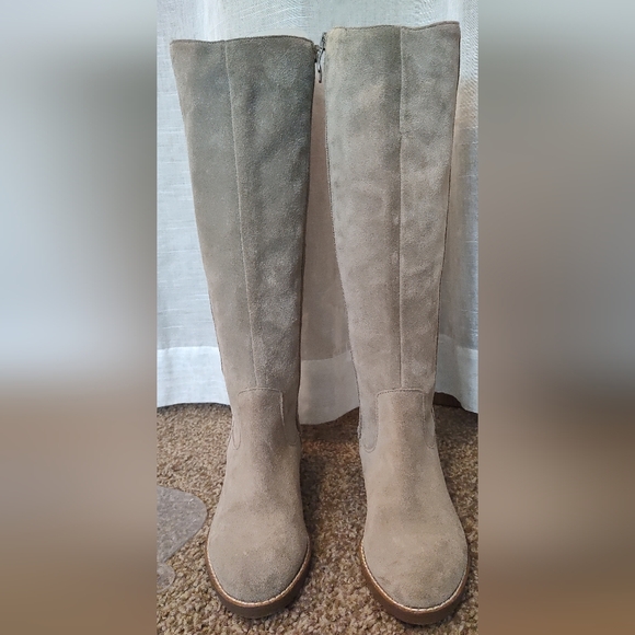 Soul Society Gray Leather Knee High Boots Size 5.5 - Picture 2 of 5